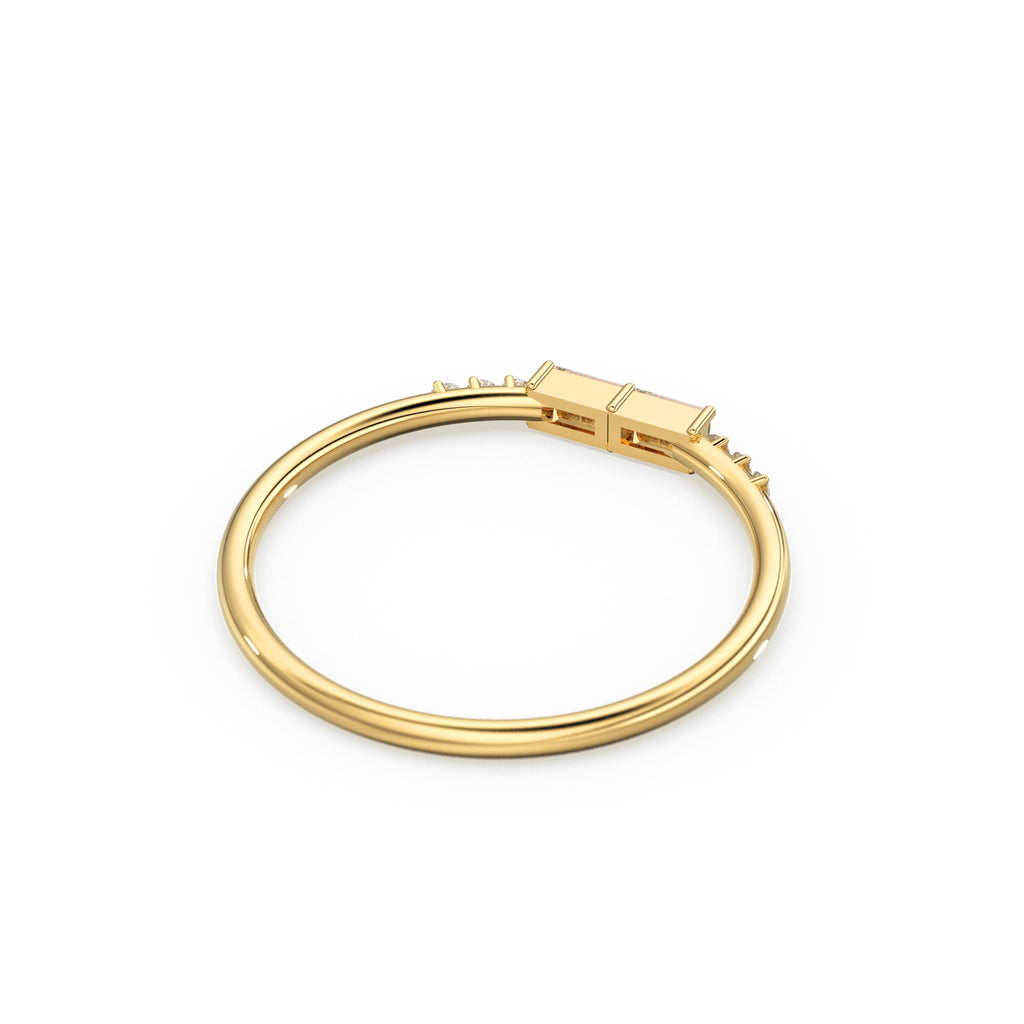 Baguette Ring / 14k Gold Baguette Diamond Stacking Ring / Rose Gold Baguette Ring / Minimalist Baguette Ring / Double Baguette Ring