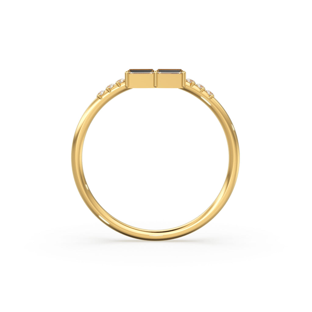 Baguette Ring / 14k Gold Baguette Diamond Stacking Ring / Rose Gold Baguette Ring / Minimalist Baguette Ring / Double Baguette Ring