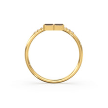 Load image into Gallery viewer, Baguette Ring / 14k Gold Baguette Diamond Stacking Ring / Rose Gold Baguette Ring / Minimalist Baguette Ring / Double Baguette Ring