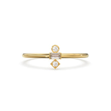 Load image into Gallery viewer, Baguette Diamond Ring / 14k Gold Baguette and Round Cut Diamond Ring / Minimalist Baguette Ring / Dainty Mix Diamond Ring