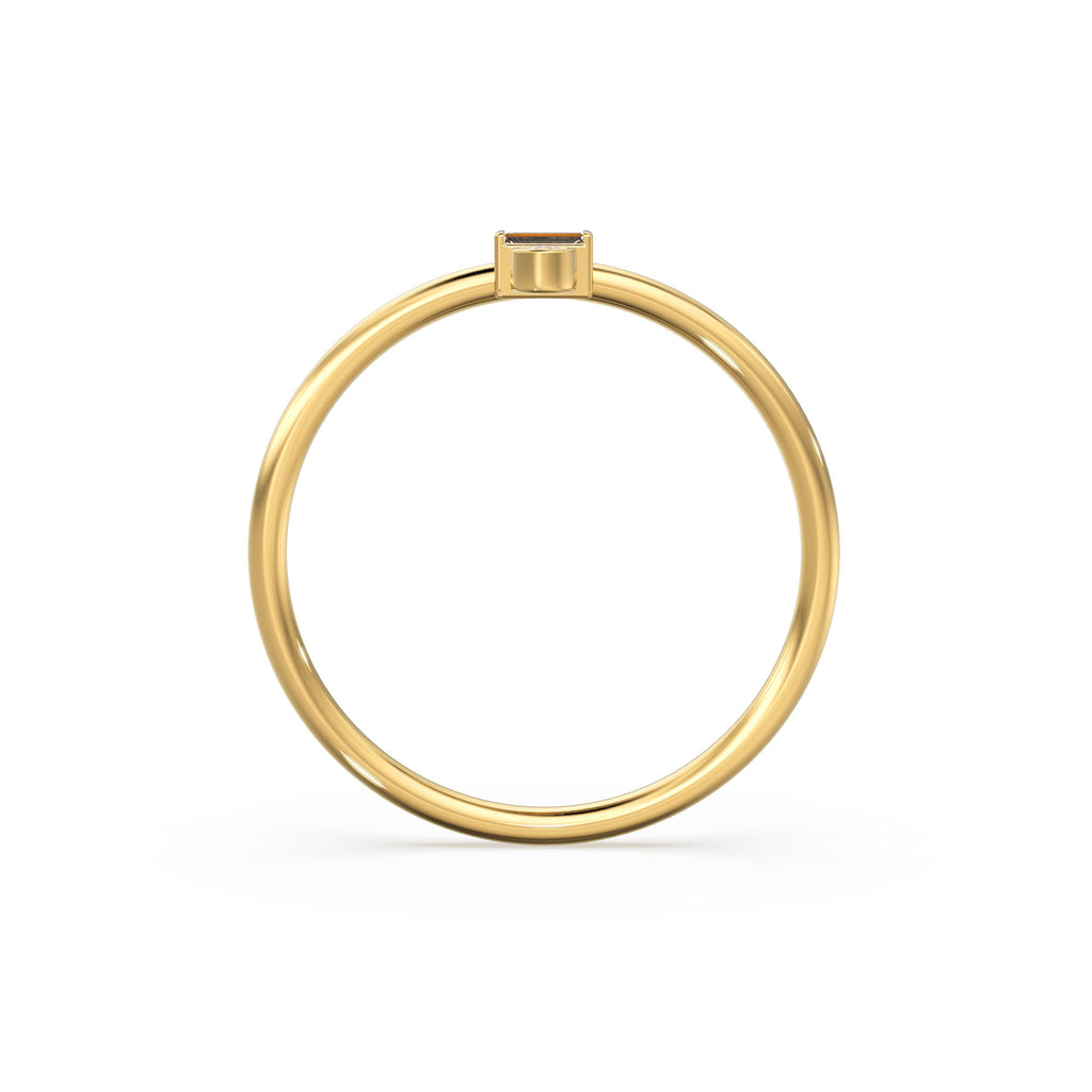 Baguette Diamond Ring / 14k Gold Baguette and Round Cut Diamond Ring / Minimalist Baguette Ring / Dainty Mix Diamond Ring