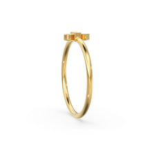 Load image into Gallery viewer, Baguette Diamond Ring / 14k Gold Baguette and Round Cut Diamond Ring / Minimalist Baguette Ring / Dainty Mix Diamond Ring