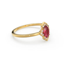 Load image into Gallery viewer, Natural Ruby Ring / 14k Gold Halo Ruby Engagement Ring / Victorian Genuine Ruby Ring / July Birthstone Ring / Anniversary Gift