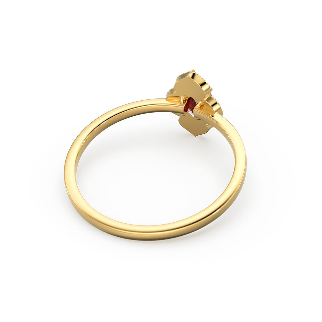 Natural Ruby Ring / 14k Gold Halo Ruby Engagement Ring / Victorian Genuine Ruby Ring / July Birthstone Ring / Anniversary Gift