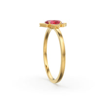 Load image into Gallery viewer, Natural Ruby Ring / 14k Gold Halo Ruby Engagement Ring / Victorian Genuine Ruby Ring / July Birthstone Ring / Anniversary Gift