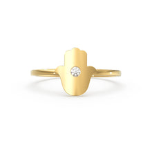 Load image into Gallery viewer, Hamsa Ring / Diamond Hamsa Ring in 14k Gold / Rose Gold Ring / Graduation Gift