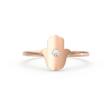 Load image into Gallery viewer, Hamsa Ring / Diamond Hamsa Ring in 14k Gold / Rose Gold Ring / Graduation Gift