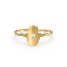 Load image into Gallery viewer, Hamsa Ring / Diamond Hamsa Ring in 14k Gold / Rose Gold Ring / Graduation Gift