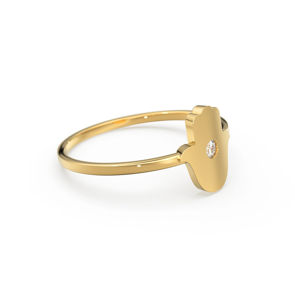 Hamsa Ring / Diamond Hamsa Ring in 14k Gold / Rose Gold Ring / Graduation Gift