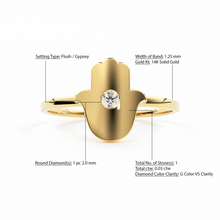 Load image into Gallery viewer, Hamsa Ring / Diamond Hamsa Ring in 14k Gold / Rose Gold Ring / Graduation Gift