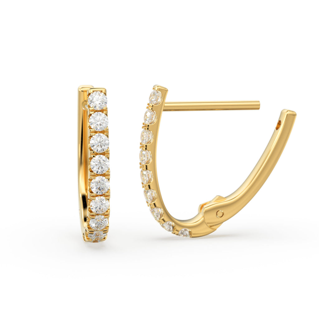 Diamond Pave Huggie Earrings / Diamond Huggies / 14k Solid Gold Huggie Earrings / Tiny Huggie Earrings / 1MM Diamond Hoop Earrings / Gift For Her