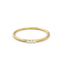 Load image into Gallery viewer, Minimalist Ring 14k Solid Gold / Diamond Ring / 1.5MM Triple Stone Ring / Thin Gold Stacking Rings / Promise Ring / Christmas Gift
