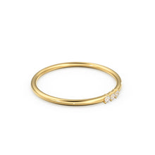 Load image into Gallery viewer, Minimalist Ring 14k Solid Gold / Diamond Ring / 1.5MM Triple Stone Ring / Thin Gold Stacking Rings / Promise Ring / Christmas Gift