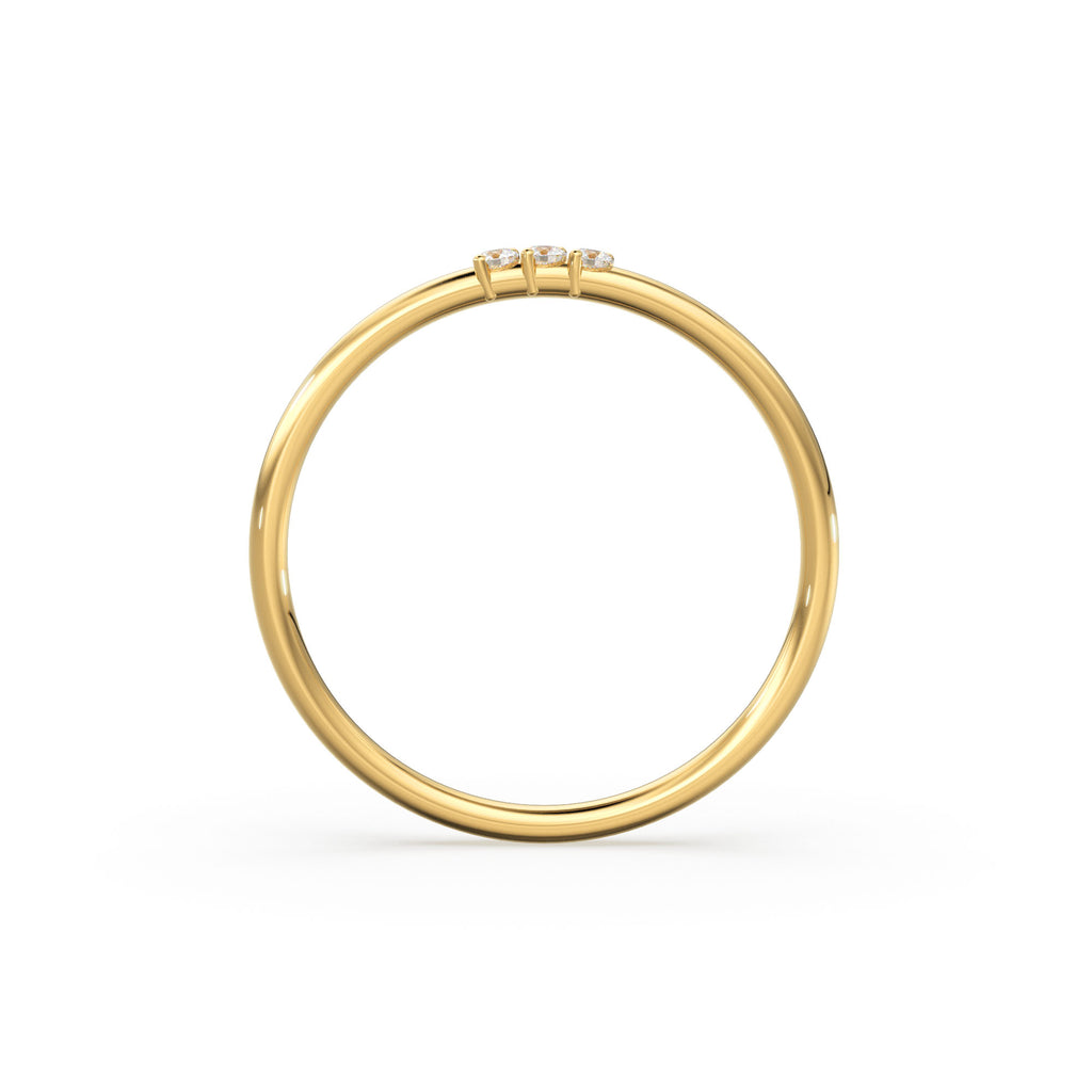 Minimalist Ring 14k Solid Gold / Diamond Ring / 1.5MM Triple Stone Ring / Thin Gold Stacking Rings / Promise Ring / Christmas Gift