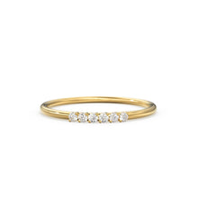 Load image into Gallery viewer, 14k Gold 6 Stone Diamond Wedding Band / April Birthstone Ring / Thin Dainty Diamond Wedding Ring / Minimalist Stacking Ring