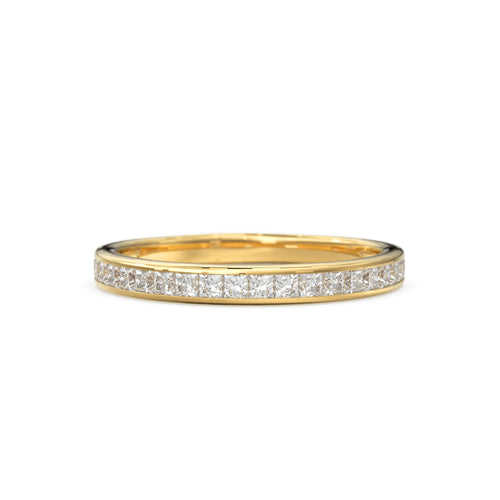 Princess Cut Diamond Half Eternity Ring 2.4mm 0.55 ctw 14k Gold / Channel Setting Wedding Band / Rose Gold White Gold