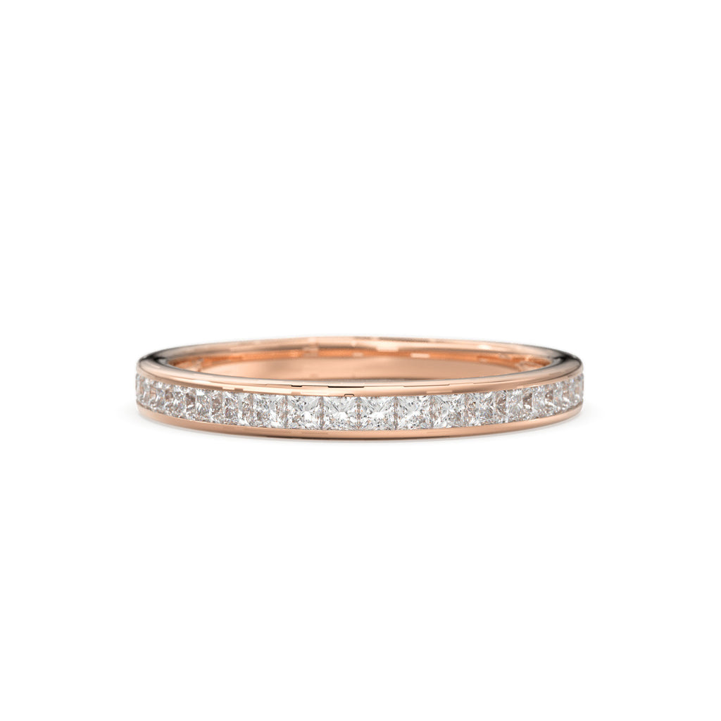 Princess Cut Diamond Half Eternity Ring 2.4mm 0.55 ctw 14k Gold / Channel Setting Wedding Band / Rose Gold White Gold