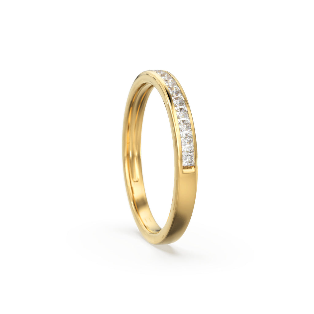 Princess Cut Diamond Half Eternity Ring 2.4mm 0.55 ctw 14k Gold / Channel Setting Wedding Band / Rose Gold White Gold