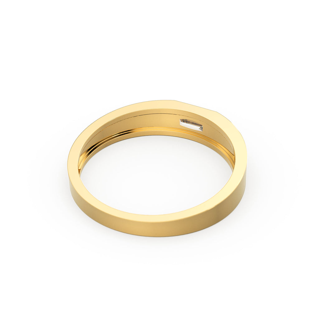 14k Solid Gold Baguette Diamond Solitaire Ring / Minimalistic Design Diamond Baguette Pinky Ring Women / Rose Gold / White Gold / Signet