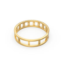 Load image into Gallery viewer, 14k Gold Double Row Micro Pave Diamond Ring with Baguette Diamond / Christmas Gift