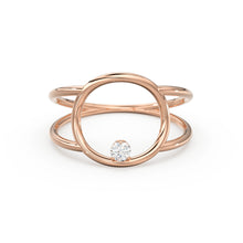 Load image into Gallery viewer, Open Circle Diamond Ring in 14k Gold / Dual Shank Unique Diamond Ring / Solitaire Cocktail Ring / Special Gift / Graduation Gift