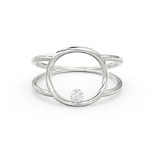 Load image into Gallery viewer, Open Circle Diamond Ring in 14k Gold / Dual Shank Unique Diamond Ring / Solitaire Cocktail Ring / Special Gift / Graduation Gift