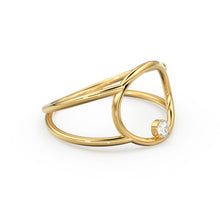 Load image into Gallery viewer, Open Circle Diamond Ring in 14k Gold / Dual Shank Unique Diamond Ring / Solitaire Cocktail Ring / Special Gift / Graduation Gift