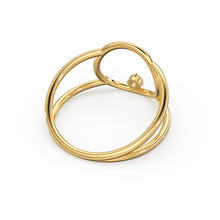 Load image into Gallery viewer, Open Circle Diamond Ring in 14k Gold / Dual Shank Unique Diamond Ring / Solitaire Cocktail Ring / Special Gift / Graduation Gift