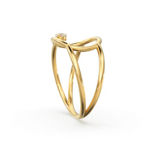 Load image into Gallery viewer, Open Circle Diamond Ring in 14k Gold / Dual Shank Unique Diamond Ring / Solitaire Cocktail Ring / Special Gift / Graduation Gift