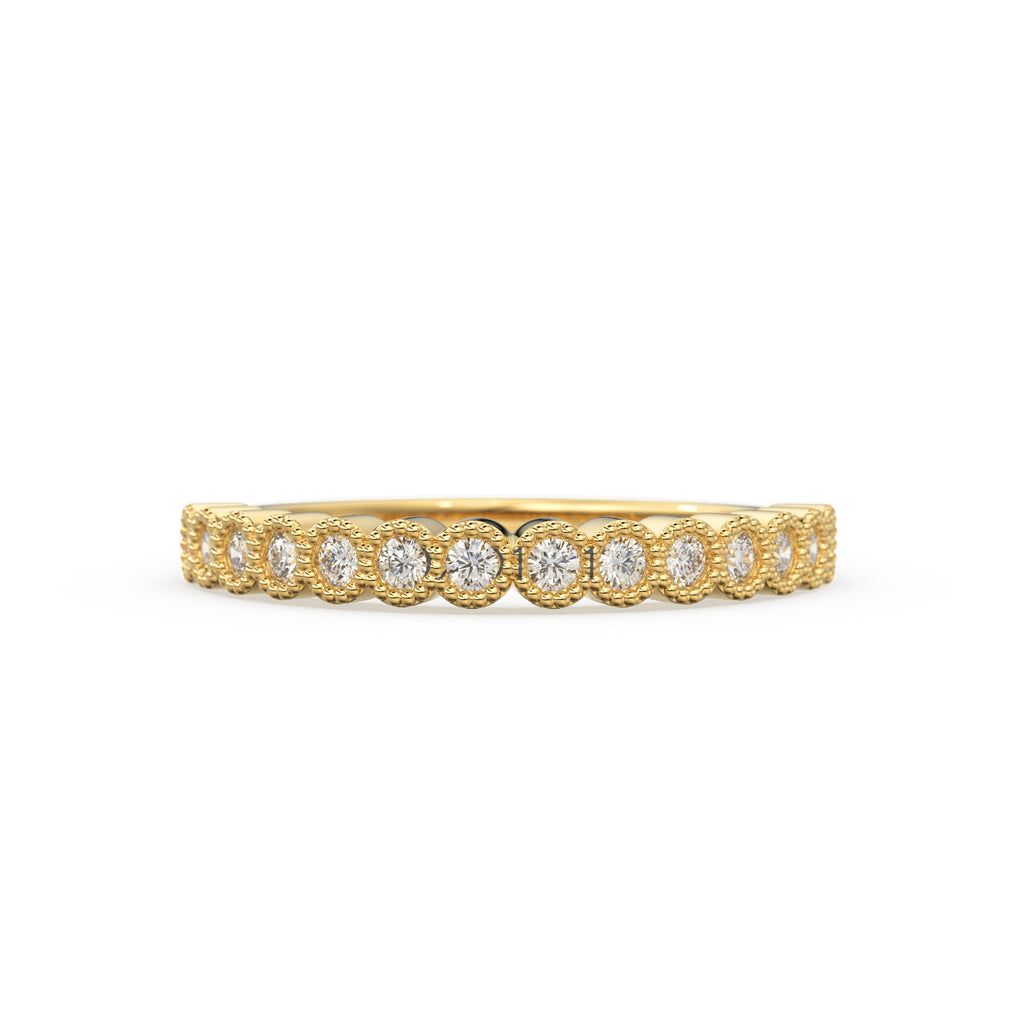 Diamond Wedding Ring / 14k Solid Gold Diamond Wedding Band Women / 0.32 Ctw Half Eternity Diamond Ring