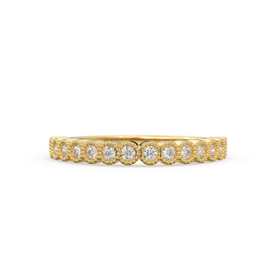 Diamond Wedding Ring / 14k Solid Gold Diamond Wedding Band Women / 0.32 Ctw Half Eternity Diamond Ring