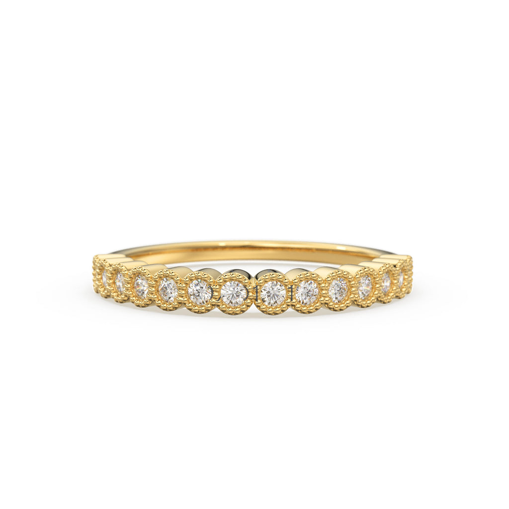 Diamond Wedding Ring / 14k Solid Gold Diamond Wedding Band Women / 0.32 Ctw Half Eternity Diamond Ring