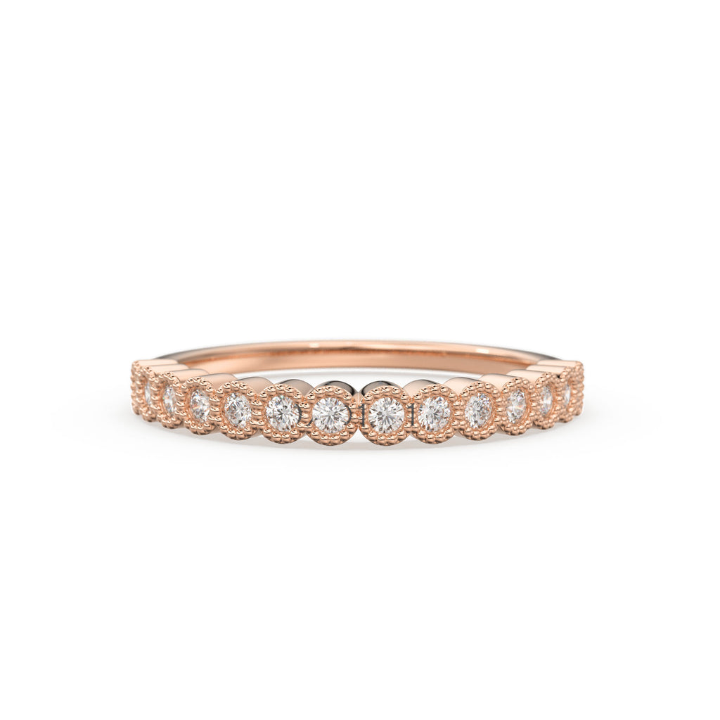 Diamond Wedding Ring / 14k Solid Gold Diamond Wedding Band Women / 0.32 Ctw Half Eternity Diamond Ring