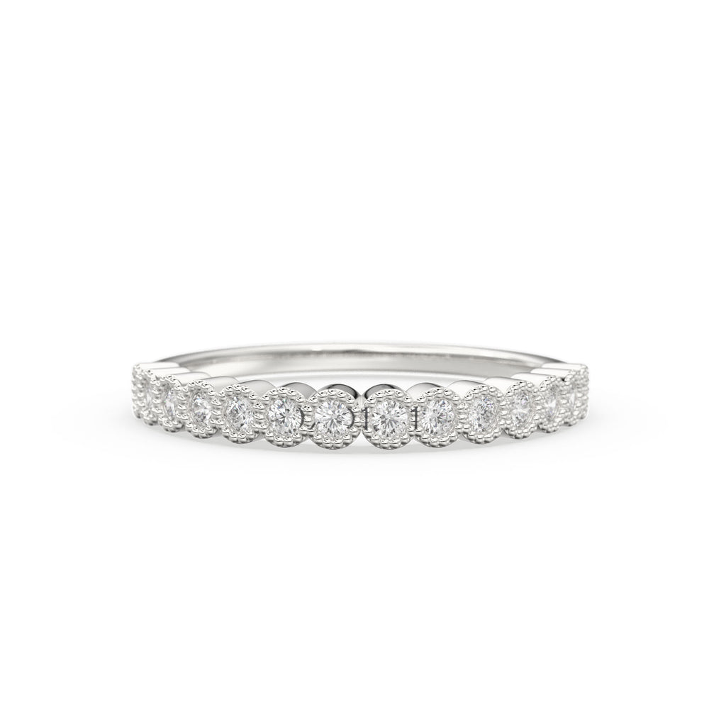 Diamond Wedding Ring / 14k Solid Gold Diamond Wedding Band Women / 0.32 Ctw Half Eternity Diamond Ring