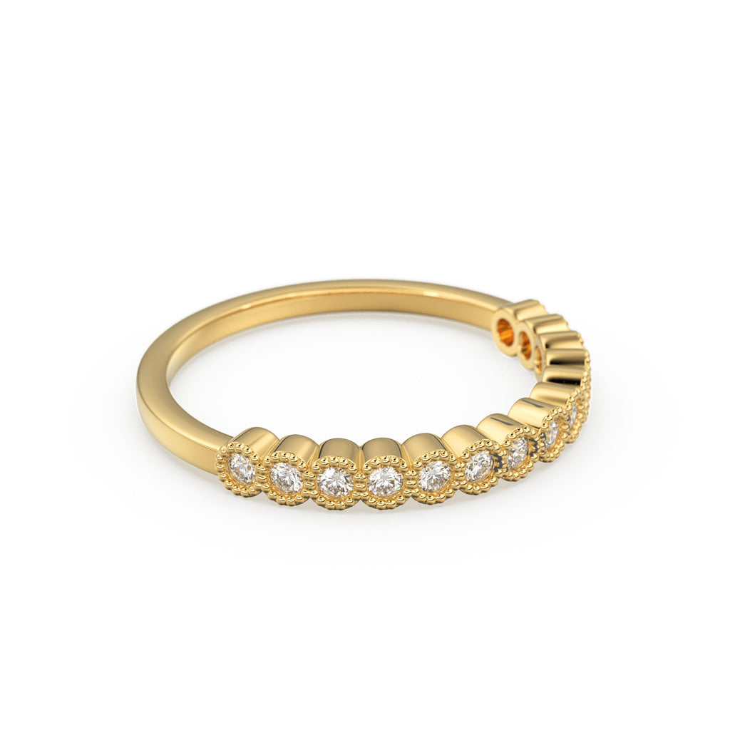 Diamond Wedding Ring / 14k Solid Gold Diamond Wedding Band Women / 0.32 Ctw Half Eternity Diamond Ring