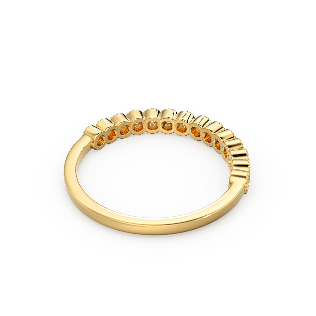 Diamond Wedding Ring / 14k Solid Gold Diamond Wedding Band Women / 0.32 Ctw Half Eternity Diamond Ring