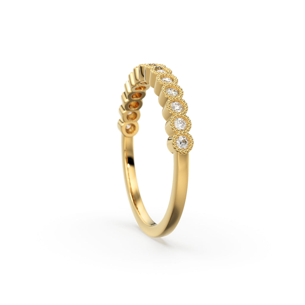 Diamond Wedding Ring / 14k Solid Gold Diamond Wedding Band Women / 0.32 Ctw Half Eternity Diamond Ring