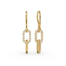 Load image into Gallery viewer, Double Link Diamond Dangle Earrings / 14K Solid Gold Earring / Pave Diamond Earrings / Link Chain Dangle Drop Earrings / Gift for Her