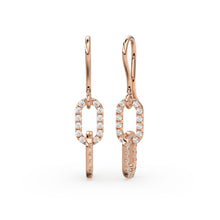 Load image into Gallery viewer, Double Link Diamond Dangle Earrings / 14K Solid Gold Earring / Pave Diamond Earrings / Link Chain Dangle Drop Earrings / Gift for Her