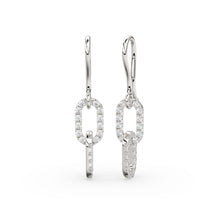 Load image into Gallery viewer, Double Link Diamond Dangle Earrings / 14K Solid Gold Earring / Pave Diamond Earrings / Link Chain Dangle Drop Earrings / Gift for Her