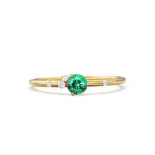 Load image into Gallery viewer, Emerald Engagement Ring in 14k Gold / Diamond Cluster Engagement Ring / Unique Dainty Womens Wedding Ring / Promise Anniversary Gift for Her