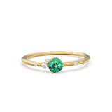 Emerald Engagement Ring in 14k Gold / Diamond Cluster Engagement Ring / Unique Dainty Womens Wedding Ring / Promise Anniversary Gift for Her