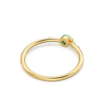Load image into Gallery viewer, Emerald Engagement Ring in 14k Gold / Diamond Cluster Engagement Ring / Unique Dainty Womens Wedding Ring / Promise Anniversary Gift for Her