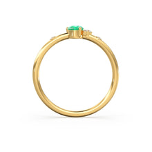 Load image into Gallery viewer, Emerald Engagement Ring in 14k Gold / Diamond Cluster Engagement Ring / Unique Dainty Womens Wedding Ring / Promise Anniversary Gift for Her