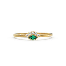 Load image into Gallery viewer, Emerald Ring / Marquise Cut Emerald Ring in 14k Solid Gold / Natural Emerald Ring / May Birthstone Ring / Dainty Emerald Ring