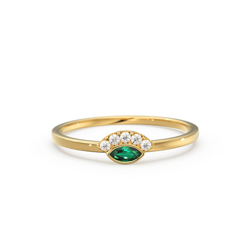Emerald Ring / Marquise Cut Emerald Ring in 14k Solid Gold / Natural Emerald Ring / May Birthstone Ring / Dainty Emerald Ring