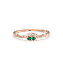 Load image into Gallery viewer, Emerald Ring / Marquise Cut Emerald Ring in 14k Solid Gold / Natural Emerald Ring / May Birthstone Ring / Dainty Emerald Ring