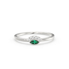 Load image into Gallery viewer, Emerald Ring / Marquise Cut Emerald Ring in 14k Solid Gold / Natural Emerald Ring / May Birthstone Ring / Dainty Emerald Ring