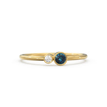 Load image into Gallery viewer, London Blue Topaz and Diamond Birthstone Ring / 14K Gold London Blue Topaz and Diamond Gift for Her / December Birthstone Ring