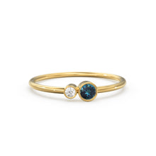 Load image into Gallery viewer, London Blue Topaz and Diamond Birthstone Ring / 14K Gold London Blue Topaz and Diamond Gift for Her / December Birthstone Ring